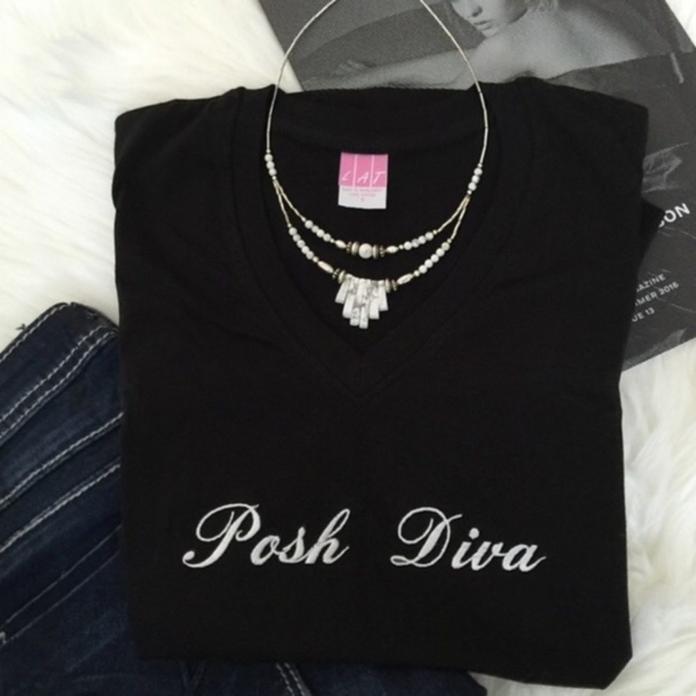 Posh Diva™ Embroidered Tee. Price Firm.